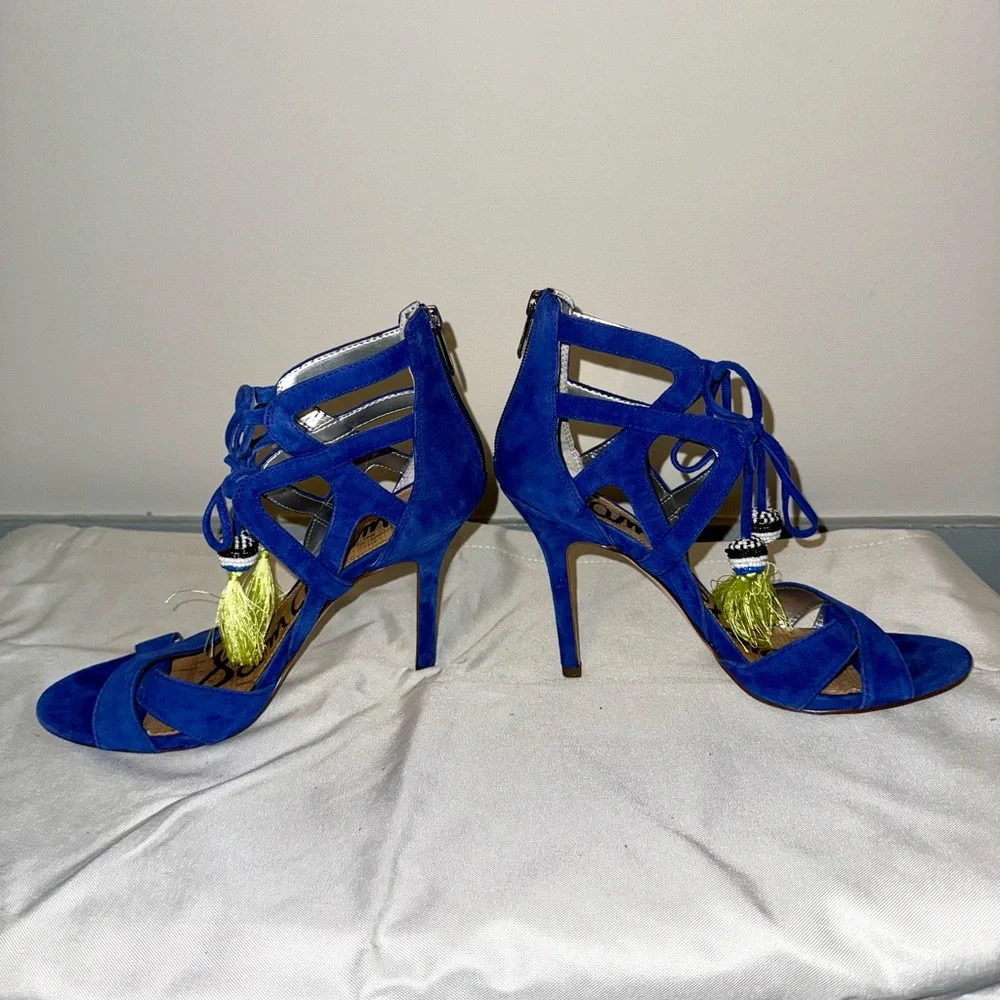 Sam Edelman Royal Blue Suede Heels with Tassel - Picture 2 of 3